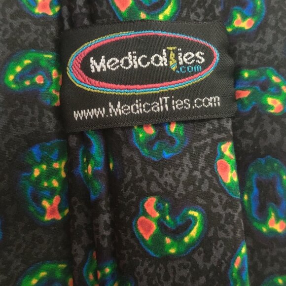 MedicalTies 100% Silk Brain Scan MRI Tie Dark Gray Colorful Science Necktie MD - Picture 5 of 6